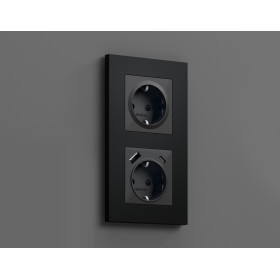 AP9070 Лицевая панель ALFA (Графит Мягкое касание) для электрической розетки с/з со шторками QUANT