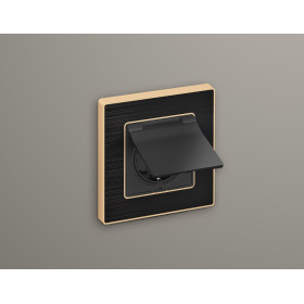 AP9080 Лицевая панель ALFA (Графит Мягкое касание) для электрической розетки с/з со шторками и крышкой IP44 QUANT