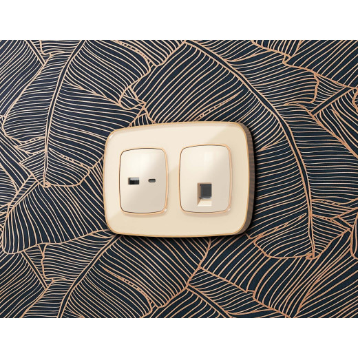 OP3120 Лицевая панель OMEGA (Бежевый глянец) для компьютерной/телефонной розетки RJ-45/RJ-11 QUANT