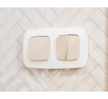 OP3030 Лицевая панель OMEGA (Бежевый глянец) для 2-кл выключателей QUANT