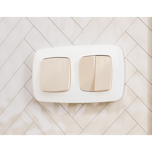 OP3030 Лицевая панель OMEGA (Бежевый глянец) для 2-кл выключателей QUANT