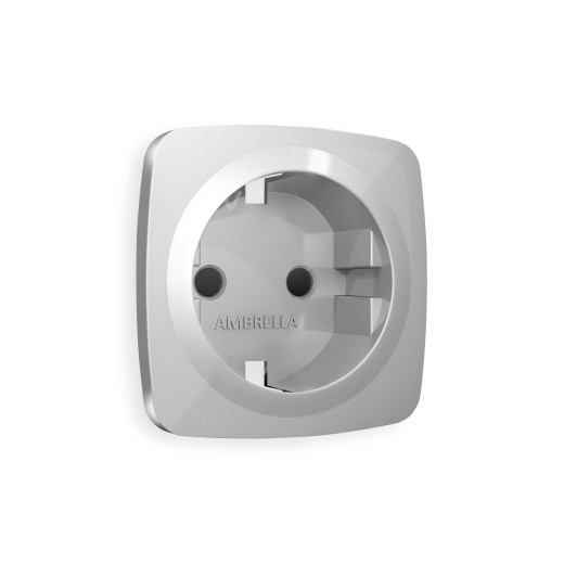 OP4070 Лицевая панель OMEGA (Серебро глянец) для электрической розетки с/з со шторками QUANT