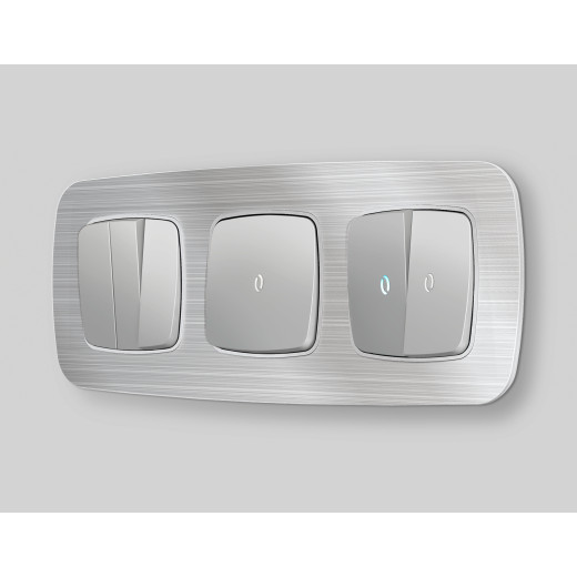 OP4020 Лицевая панель OMEGA (Серебро глянец) для 1-кл выключателей с подсветкой QUANT