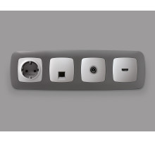 OP4070 Лицевая панель OMEGA (Серебро глянец) для электрической розетки с/з со шторками QUANT