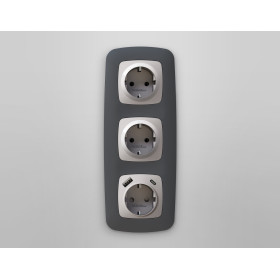 OP4100 Лицевая панель OMEGA (Серебро глянец) для электрической розетки с/з со шторками 2USB A+C QUANT