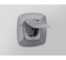 OP5080 Лицевая панель OMEGA (Сталь матовый) для электрической розетки с/з со шторками и крышкой IP44 QUANT