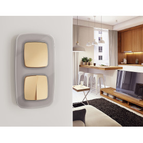 OP6030 Лицевая панель OMEGA (Шампань) для 2-кл выключателей QUANT