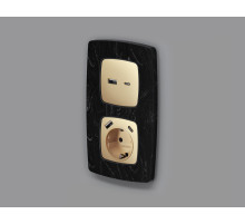 OP6100 Лицевая панель OMEGA (Шампань) для электрической розетки с/з со шторками 2USB A+C QUANT