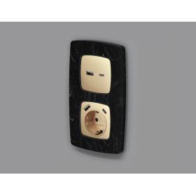 OP6100 Лицевая панель OMEGA (Шампань) для электрической розетки с/з со шторками 2USB A+C QUANT