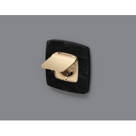 OP6080 Лицевая панель OMEGA (Шампань) для электрической розетки с/з со шторками и крышкой IP44 QUANT