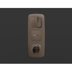 OP6390 Лицевая панель OMEGA (Темная бронза матовый) для электрической розетки с/з со шторками 2USB A+A QUANT