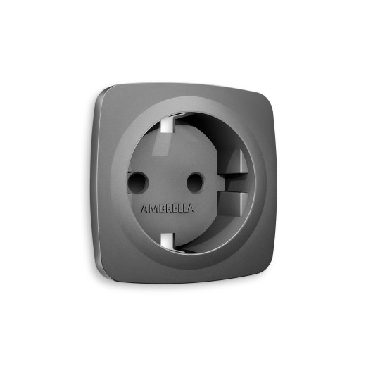 OP6570 Лицевая панель OMEGA (Антрацит серый) для электрической розетки с/з со шторками QUANT