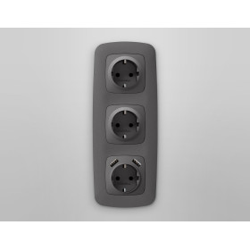 OP6560 Лицевая панель OMEGA (Антрацит серый) для электрической розетки с/з QUANT