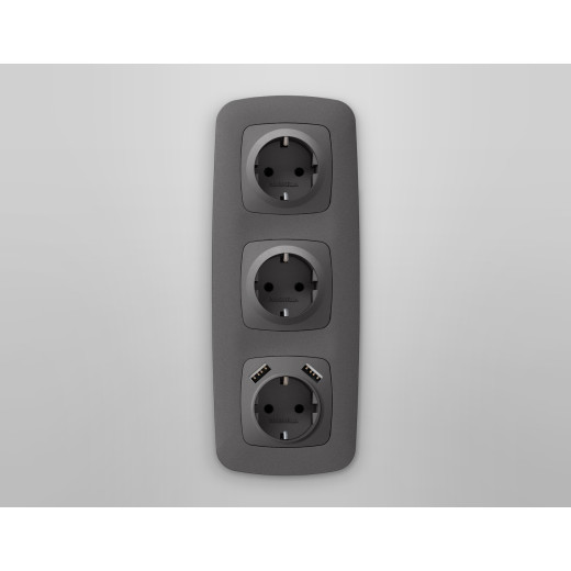 OP6560 Лицевая панель OMEGA (Антрацит серый) для электрической розетки с/з QUANT