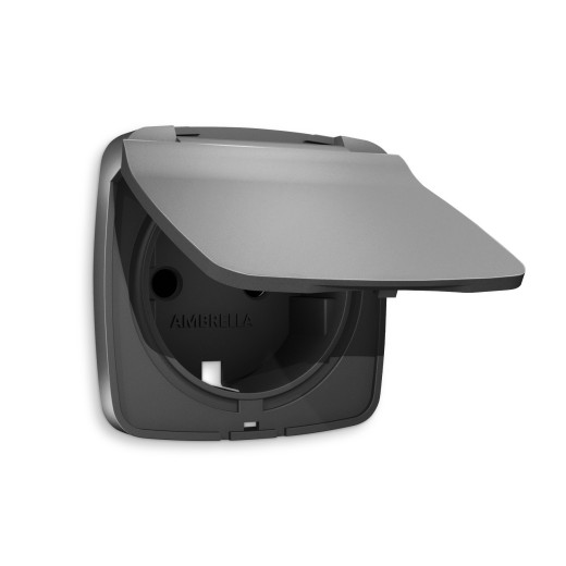 OP6580 Лицевая панель OMEGA (Антрацит серый) для электрической розетки с/з со шторками и крышкой IP44 QUANT