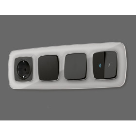 OP8070 Лицевая панель OMEGA (Черный матовый) для электрической розетки с/з со шторками QUANT