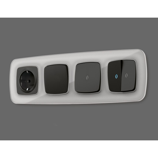 OP8020 Лицевая панель OMEGA (Черный матовый) для 1-кл выключателей с подсветкой QUANT