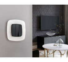 OP8050 Лицевая панель OMEGA (Черный матовый) для 3-кл выключателей QUANT