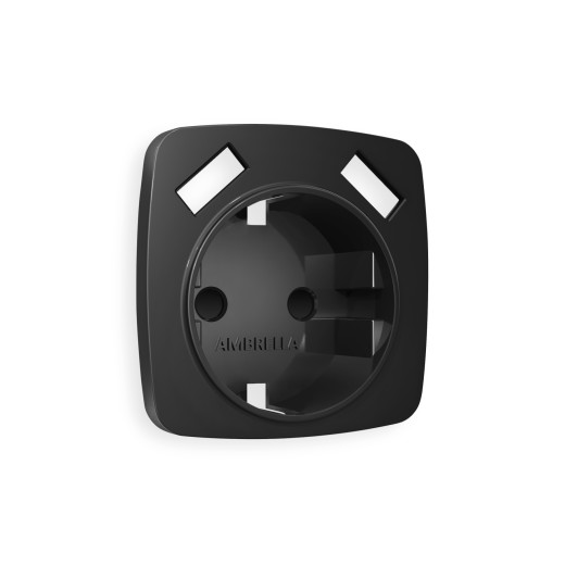 OP8090 Лицевая панель OMEGA (Черный матовый) для электрической розетки с/з со шторками 2USB A+A QUANT