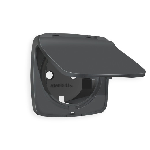 OP9080 Лицевая панель OMEGA (Графит Мягкое касание) для электрической розетки с/з со шторками и крышкой IP44 QUANT