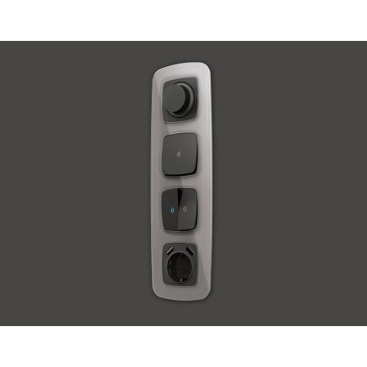 OP9055 Лицевая панель OMEGA (Графит Мякое касание) для светорегулятора универсального QUANT