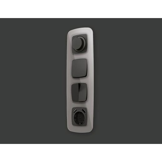 OP9030 Лицевая панель OMEGA (Графит Мягкое касание) для 2-кл выключателей QUANT