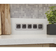 OP9040 Лицевая панель OMEGA (Графит Мягкое касание) для 2-кл выключателей с подсветкой QUANT