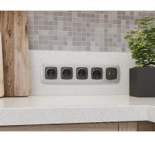 OP9100 Лицевая панель OMEGA (Графит Мягкое касание) для электрической розетки с/з со шторками 2USB A+C QUANT