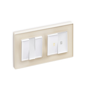 AP1240 Лицевая панель ALFA (Белый матовый) для 2-кл выключателей с подсветкой QUANT