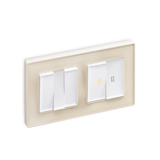 AP1240 Лицевая панель ALFA (Белый матовый) для 2-кл выключателей с подсветкой QUANT