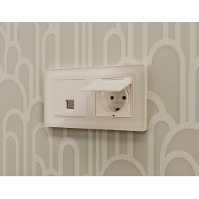 AP3320 Лицевая панель ALFA (Бежевый матовый) для компьютерной/телефонной розетки RJ-45/RJ-11 QUANT