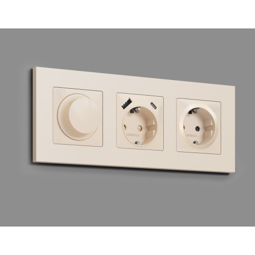 AP3260 Лицевая панель ALFA (Бежевый матовый) для электрической розетки с/з QUANT