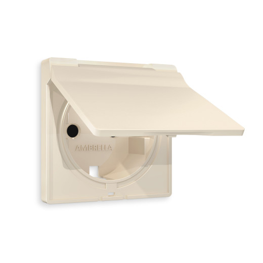 AP3280 Лицевая панель ALFA (Бежевый матовый) для электрической розетки с/з со шторками и крышкой IP44 QUANT