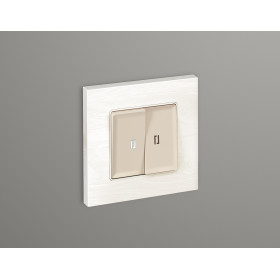 AP3240 Лицевая панель ALFA (Бежевый матовый) для 2-кл выключателей с подсветкой QUANT
