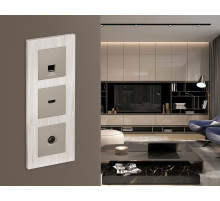 AP3730 Лицевая панель ALFA (Серо-бежевый матовый) для TV розетки QUANT