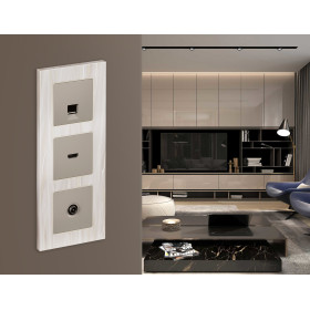 AP3740 Лицевая панель ALFA (Серо-бежевый матовый) для HDMI розетки QUANT