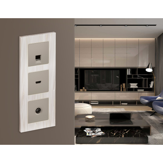 AP3740 Лицевая панель ALFA (Серо-бежевый матовый) для HDMI розетки QUANT