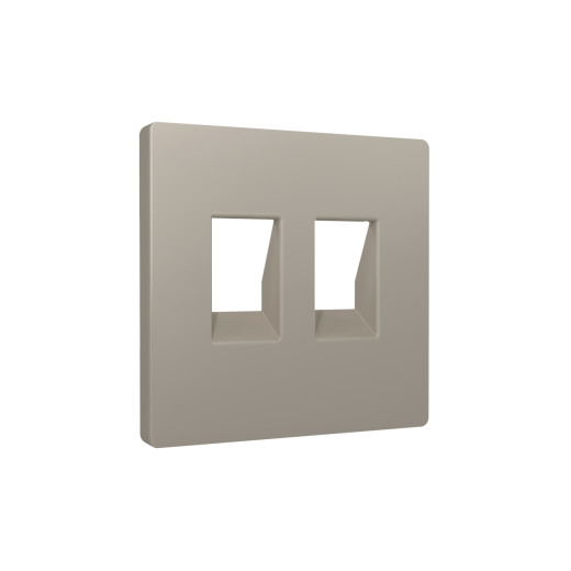AP3721 Лицевая панель ALFA (Серо-бежевый матовый) для компьютерной/телефонной двойной розетки RJ-45/RJ-11 QUANT