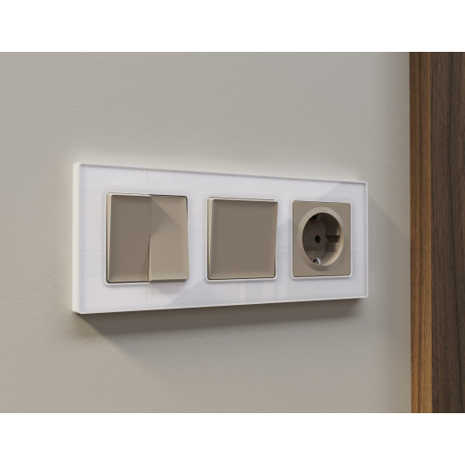 AP3660 Лицевая панель ALFA (Серо-бежевый матовый) для электрической розетки с/з QUANT