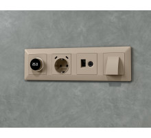 AP3725 Лицевая панель ALFA (Серо-бежевый матовый) для компьютерной/телефонной + TV розетки RJ-45/RJ-11 QUANT