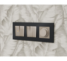 AP3640 Лицевая панель ALFA (Серо-бежевый матовый) для 2-кл выключателей с подсветкой QUANT