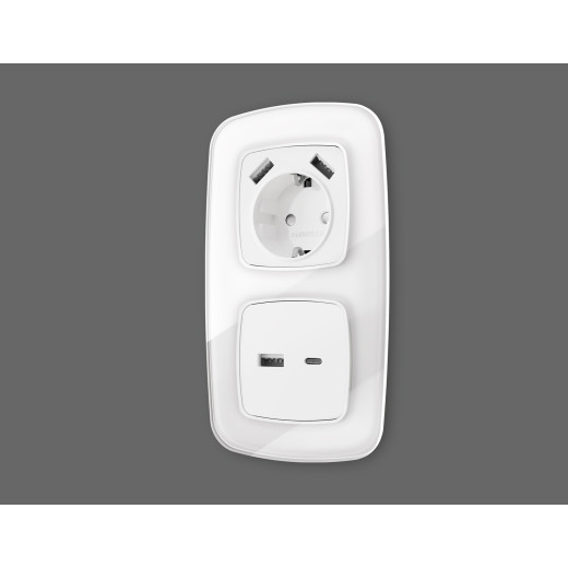 OP1310 Лицевая панель OMEGA (Белый матовый) для розетки 2USB A+C QUANT