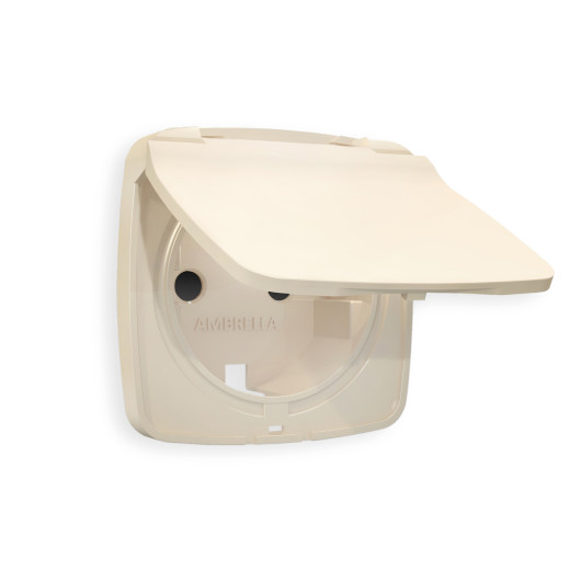 OP3280 Лицевая панель OMEGA (Бежевый матовый) для электрической розетки с/з со шторками и крышкой IP44 QUANT