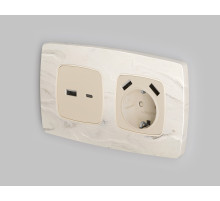OP3310 Лицевая панель OMEGA (Бежевый матовый) для розетки 2USB A+C QUANT