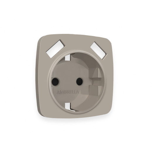 OP3690 Лицевая панель OMEGA (Серо-бежевый матовый) для электрической розетки с/з со шторками 2USB A+A QUANT