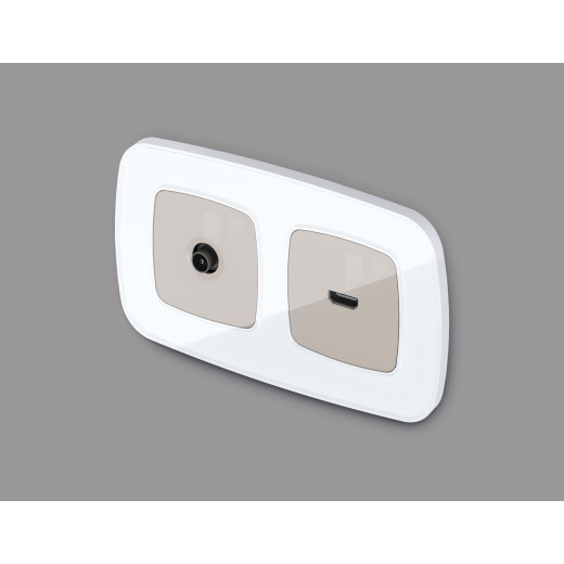 OP3730 Лицевая панель OMEGA (Серо-бежевый матовый) для TV розетки QUANT