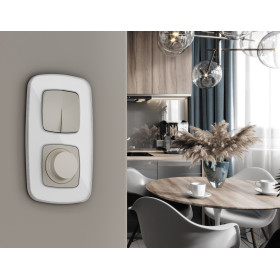 OP3630 Лицевая панель OMEGA (Серо-бежевый матовый) для 2-кл выключателей QUANT