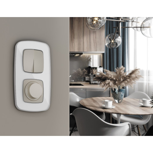 OP3630 Лицевая панель OMEGA (Серо-бежевый матовый) для 2-кл выключателей QUANT