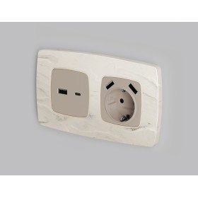 OP3710 Лицевая панель OMEGA (Серо-бежевый матовый) для розетки 2USB A+C QUANT