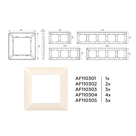 AF110302 Рамка ALFA Line (Бежевый глянец) 2-ая